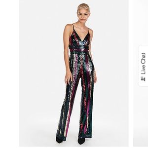 Express Multicolor Sequin Jumpsuit- prom,party...